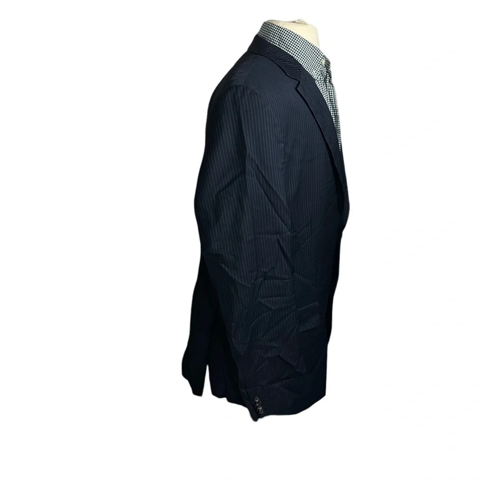 Hugo Boss Pasini2/Movie2 Navy & Periwinkle Stripe 2 Button Wool Suit Coat Sz 46L - Picture 6 of 16